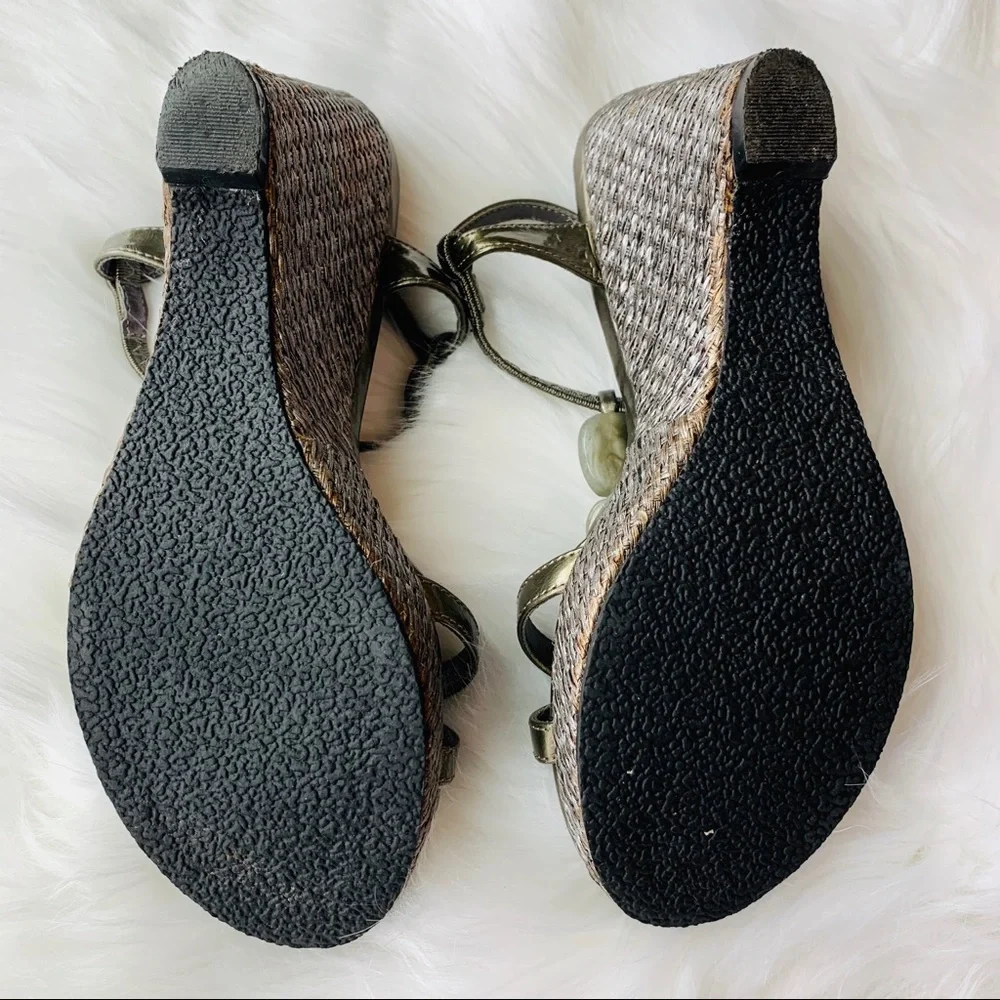 Madeline Stuart Olive Green Colored Wedges with Stone Details